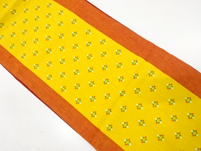 JAPANESE KIMONO / ANTIQUE FUKURO OBI / COTTON / TSUMUGI / WOVEN ABSTRACT FLOWER